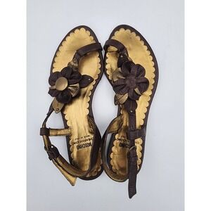 Moschino Cheap & Chic Brown Floral Sandals Size 37.5 Made In Italy